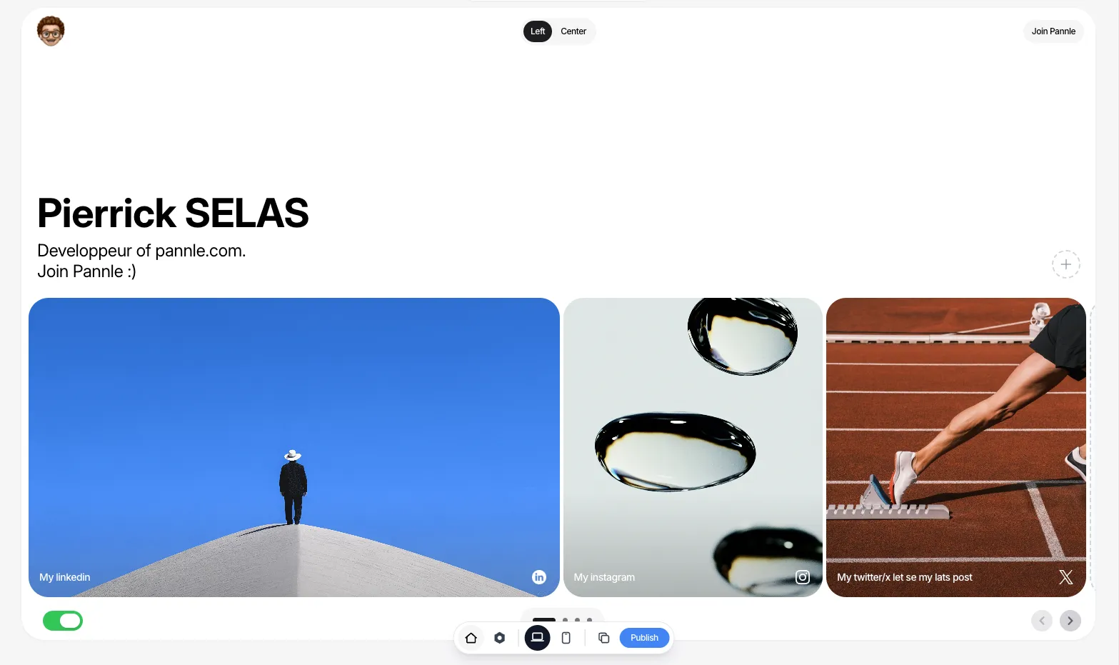 User profile page